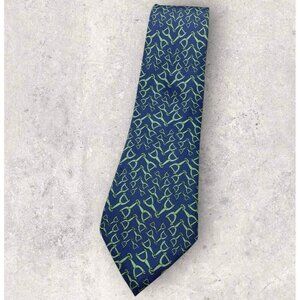 GUCCI Silk Tie ITALY Green Blue Horse Stirrup W:4" EUC
